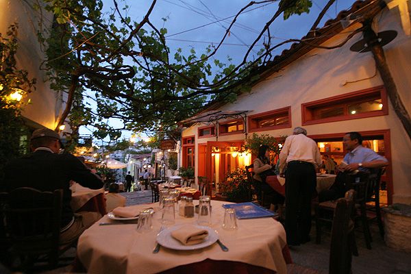 ourdoor restaurant in Athens, Greece